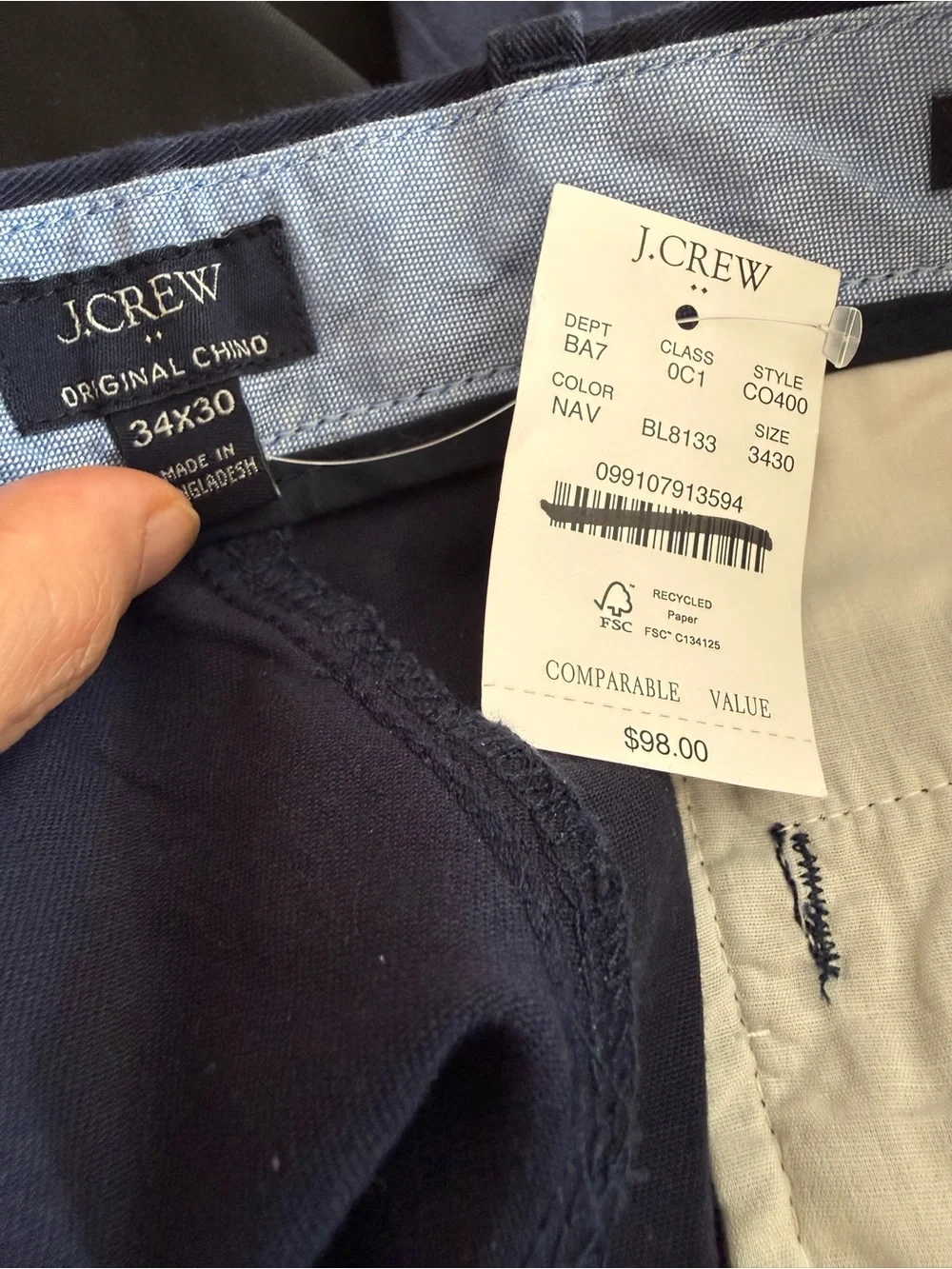 J.Crew Factory Straight-Fit Original Chino Pants Men’s 34x30 NWT